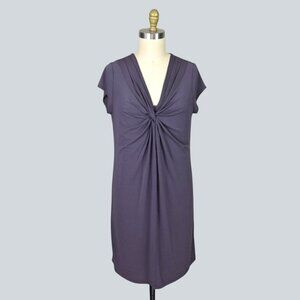 THE WHITE COMPANY DARK GRAY KNOTTED V-NECK DRESS